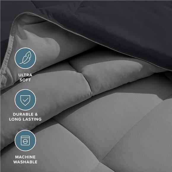 NEW Modern Threads Reversible All Seasons 2 Tone Gray Twin Comforter - Picture 3 of 7